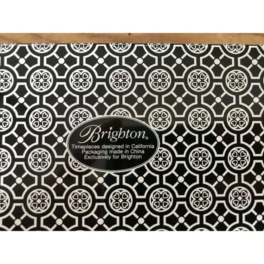 Brighton Floral Black White Decorative Metal Jewelry Ring Watch Bracelet Box Tin